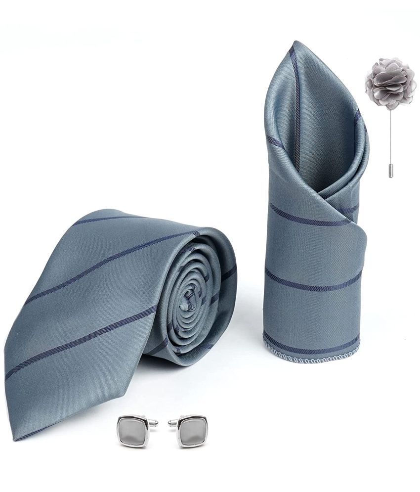     			Axlon Gray Stripes Silk Necktie