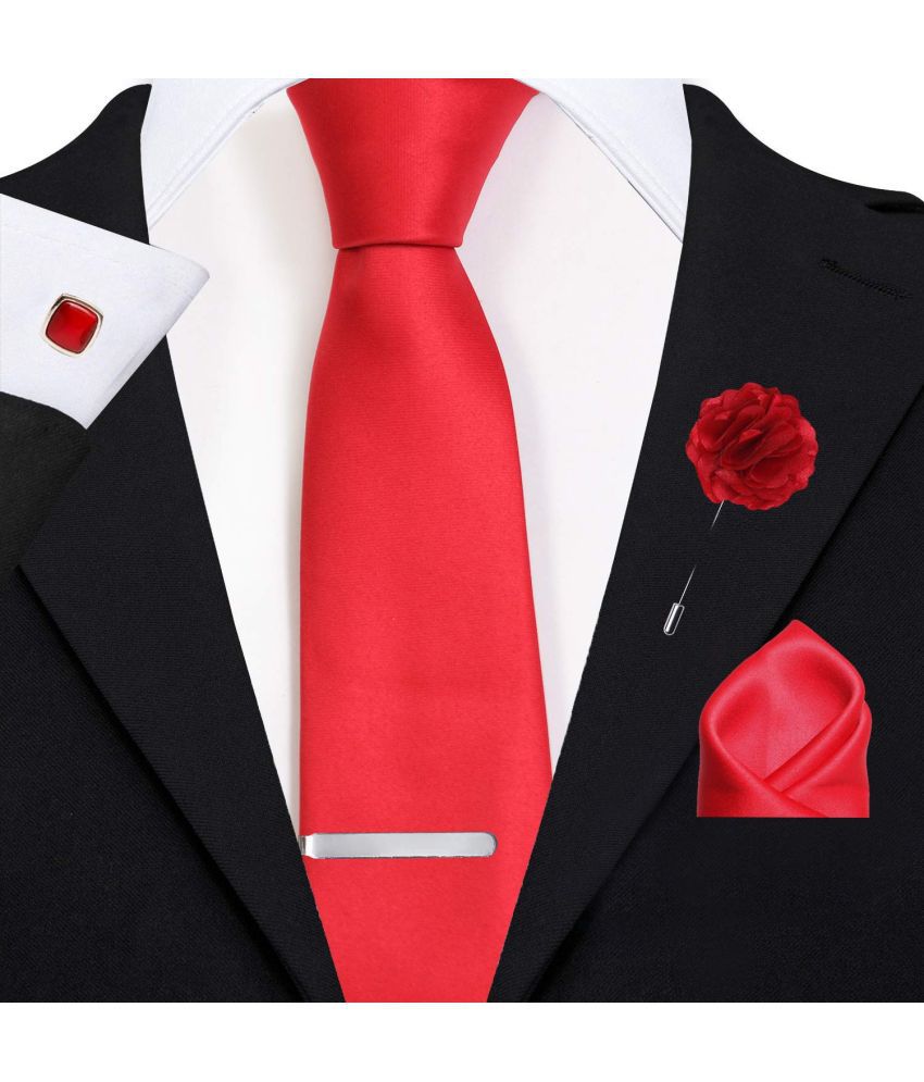    			Axlon Red Plain Silk Necktie