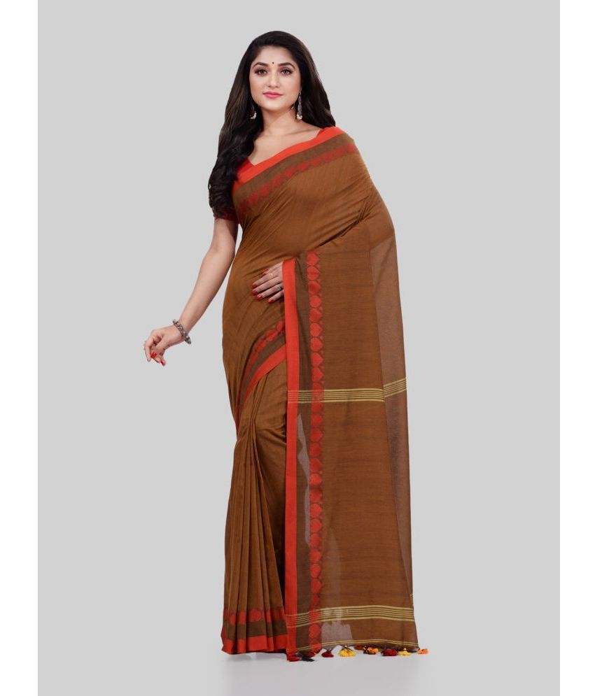     			Desh Bidesh - Brown Cotton Saree With Blouse Piece ( Pack of 1 )