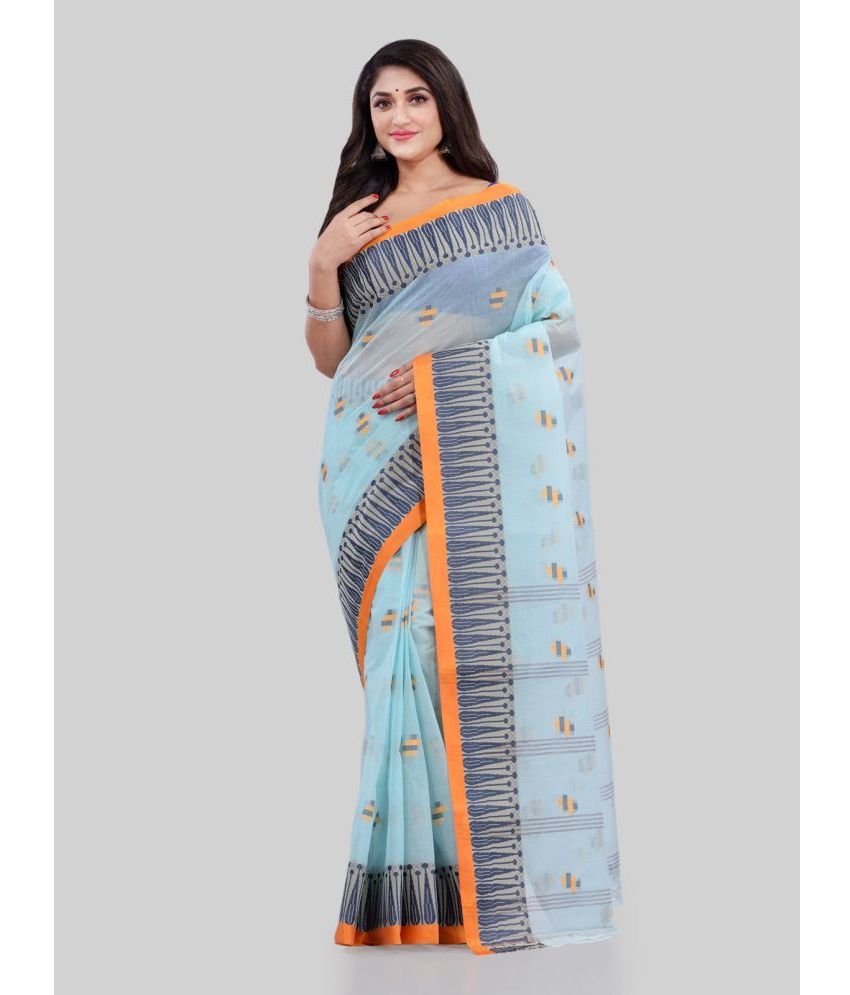     			Desh Bidesh - Light Blue Cotton Saree Without Blouse Piece ( Pack of 1 )