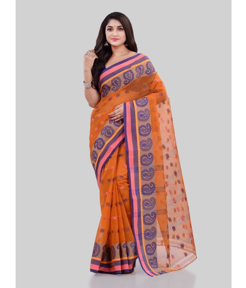     			Desh Bidesh - Orange Cotton Saree Without Blouse Piece ( Pack of 1 )