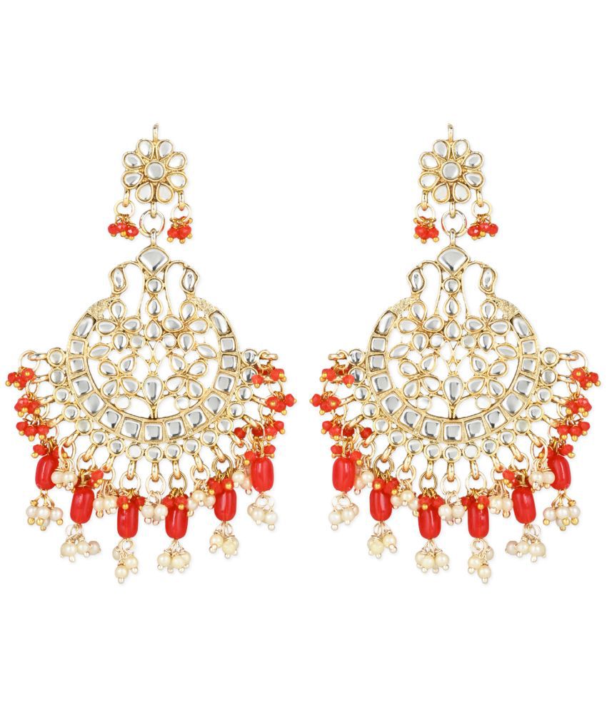    			I Jewels - Red Danglers Earrings ( Pack of 1 )