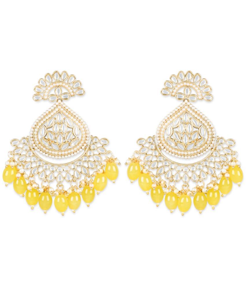     			I Jewels - Yellow Chandbalis Earrings ( Pack of 1 )
