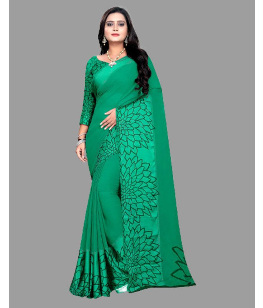     			Sanjana Silk - Green Georgette Saree With Blouse Piece ( Pack of 1 )