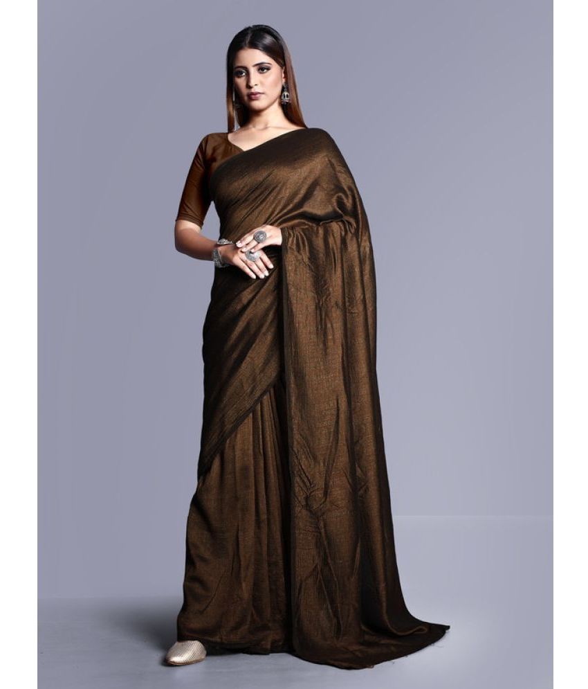     			Sitanjali Lifestyle - Brown Georgette Saree With Blouse Piece ( Pack of 1 )