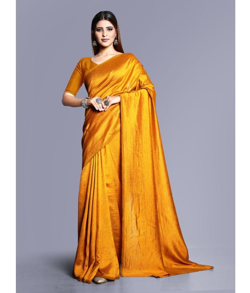     			Sitanjali Lifestyle - Yellow Georgette Saree With Blouse Piece ( Pack of 1 )