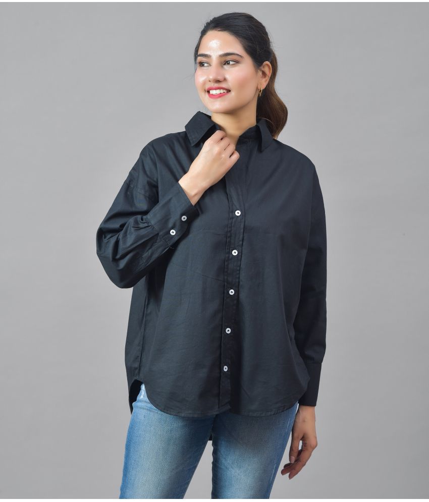 libbys - Black Cotton Blend Women's Shirt Style Top ( Pack of 1 )