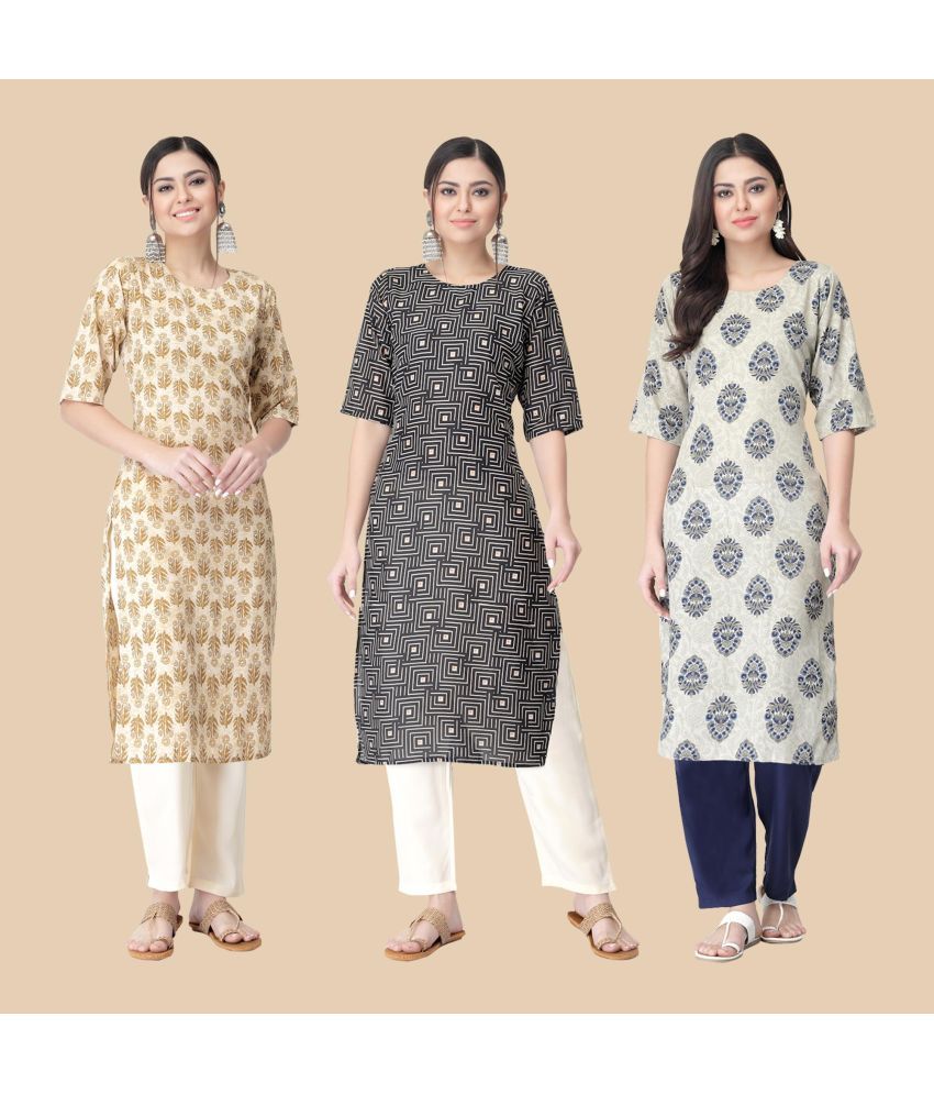     			1 Stop Fashion - Multicolor Crepe Women's Straight Kurti ( Pack of 3 )