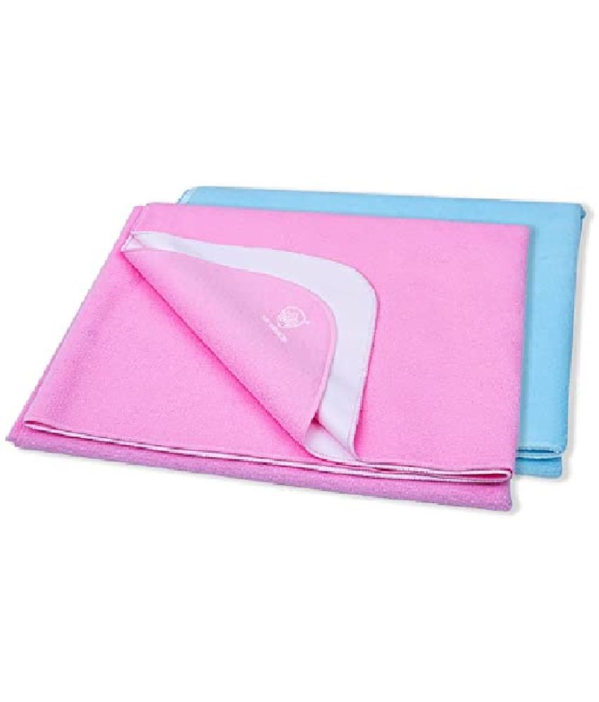     			AURAPURO Baby Dry Sheet/Mattress Protector (Waterproof/Quick Drying/Extra Absorbent/Reusable) - Pack of 2 (Small (50cm x 70cm), Pink & Sky Blue)