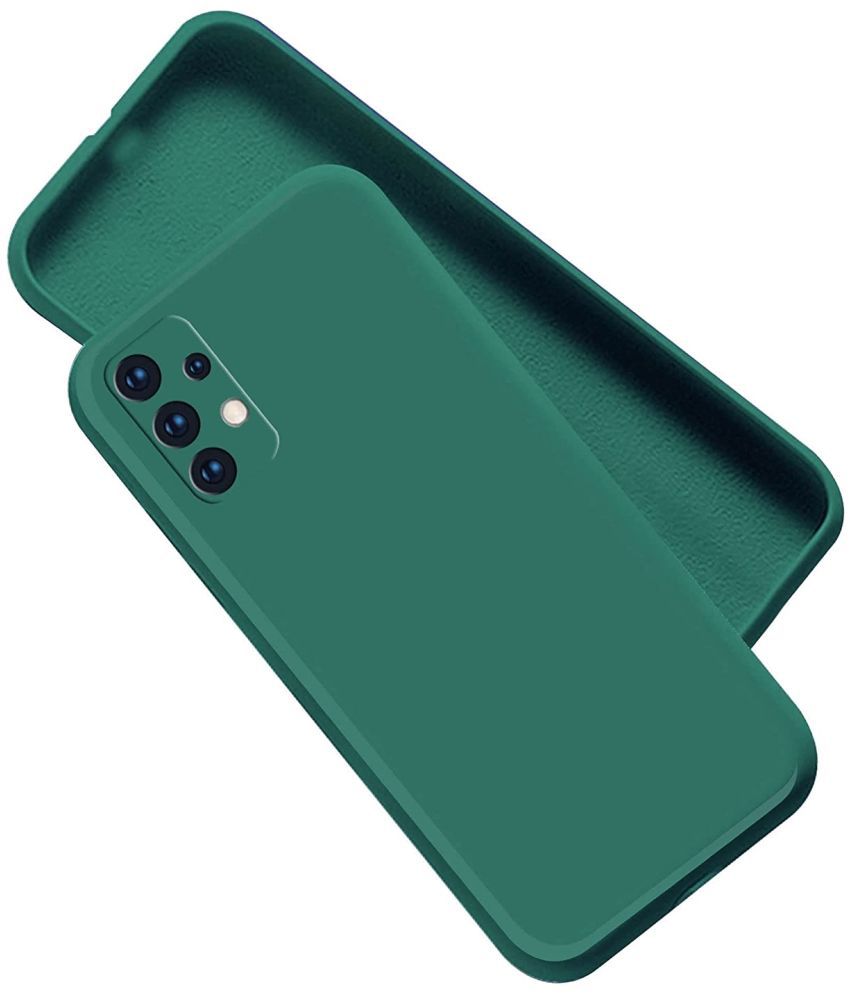     			Case Vault Covers - Green Silicon Plain Cases Compatible For Samsung Galaxy A32 ( Pack of 1 )