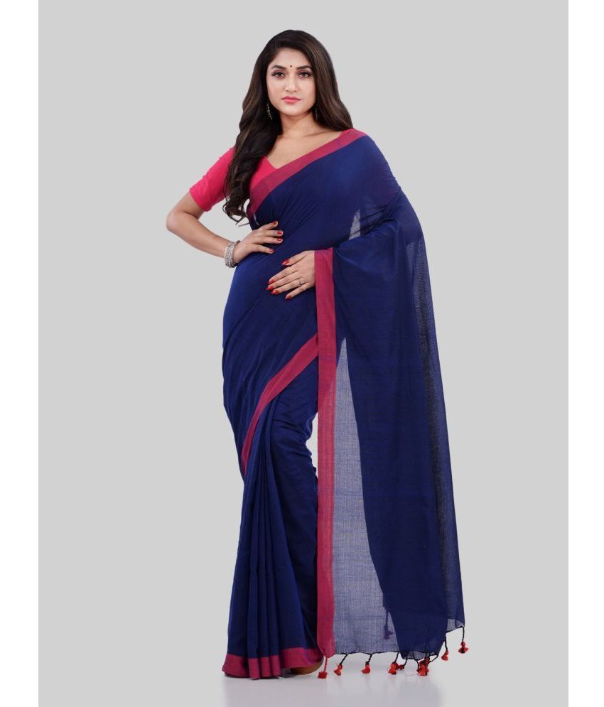     			Desh Bidesh - Navy Blue Cotton Saree With Blouse Piece ( Pack of 1 )