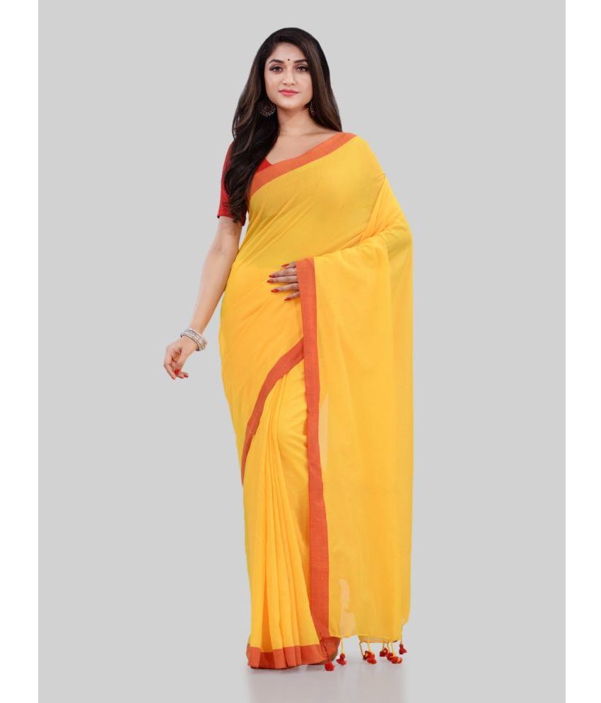     			Desh Bidesh - Yellow Cotton Saree With Blouse Piece ( Pack of 1 )