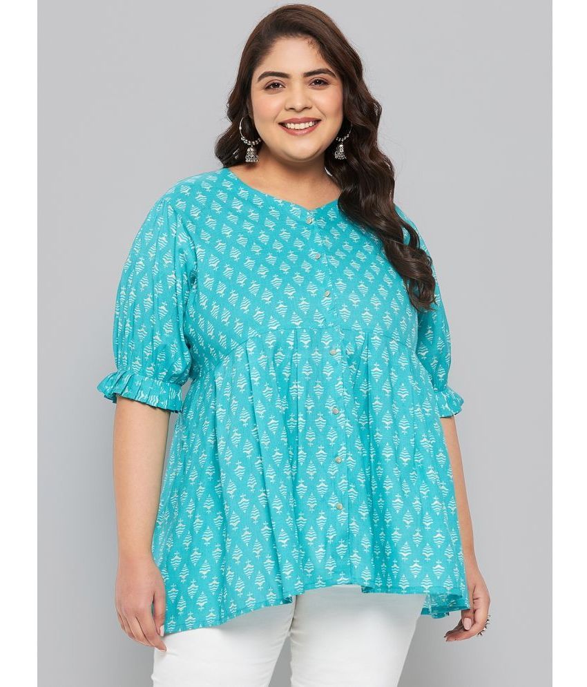     			FLY BUTTON - Turquoise Viscose Women's Tunic ( Pack of 1 )