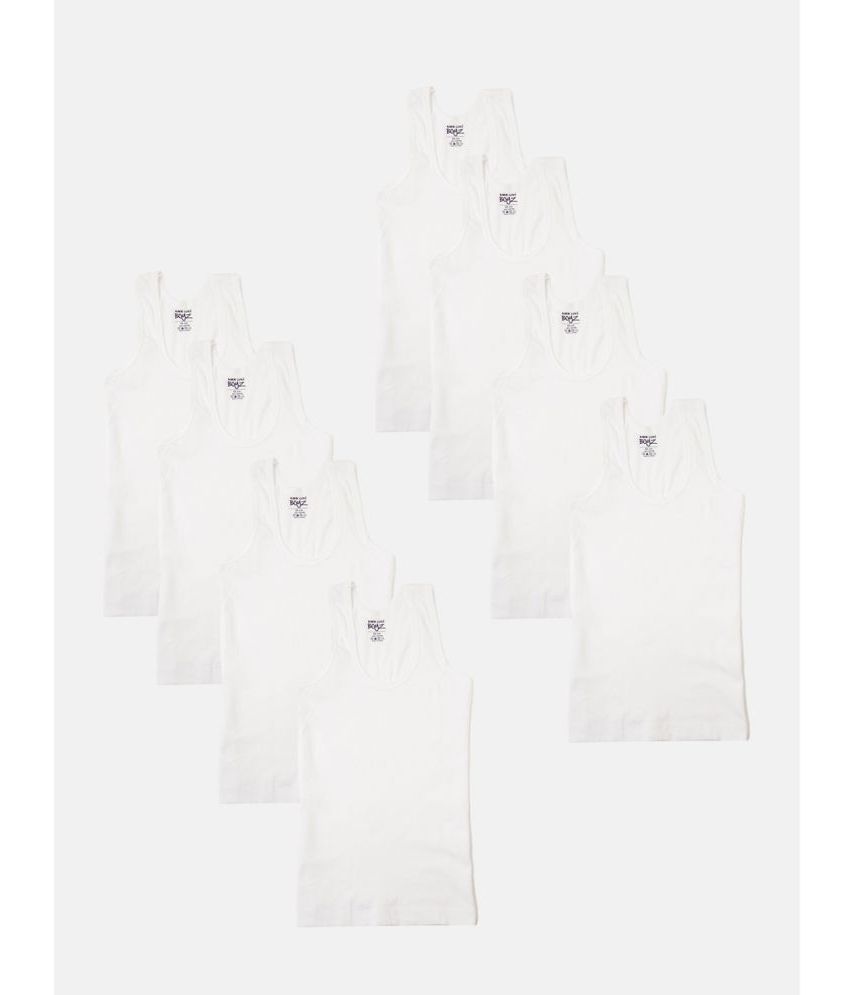     			Lux Cozi - White Cotton Solid Boys Vest ( Pack of 8 )