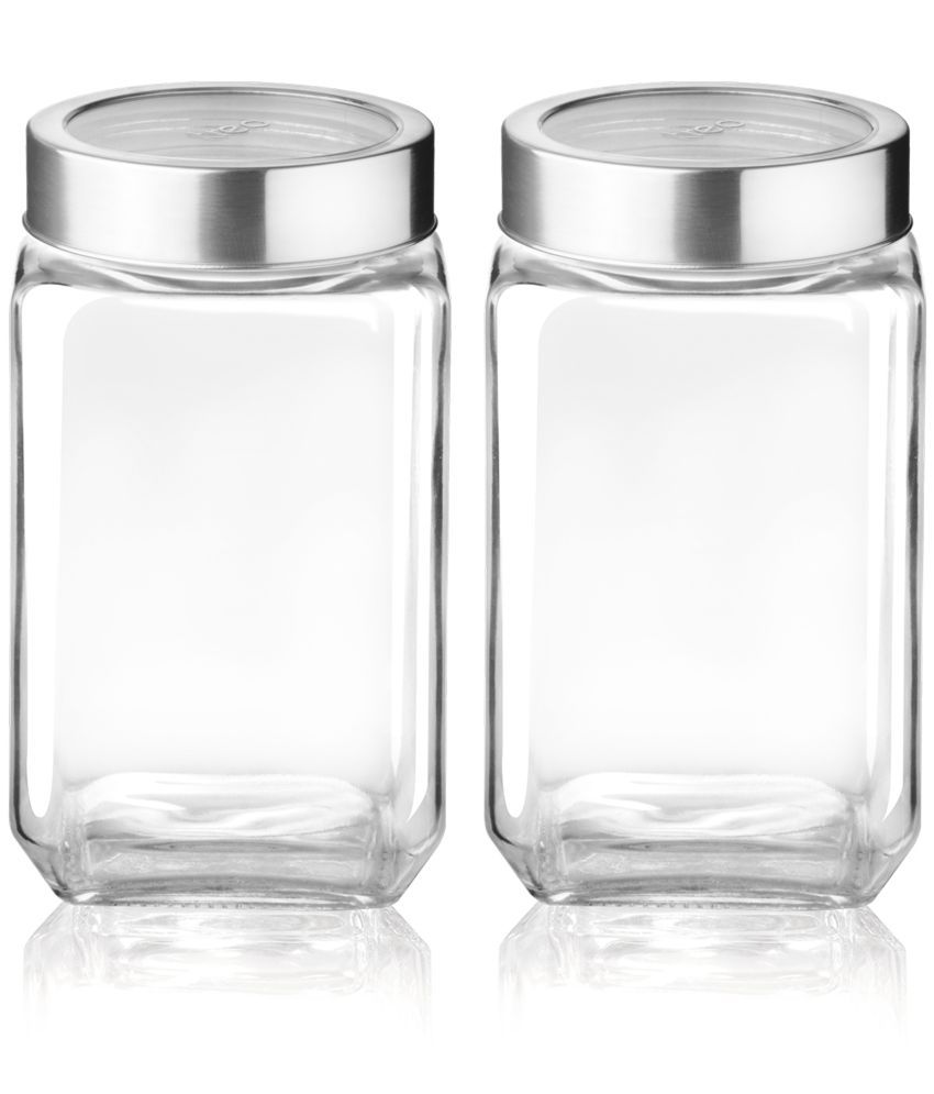     			Treo By Milton Cube Storage Glass Jar, Set of 2, 800 ml Each, Transparent | BPA Free | Storage Jar | Kitchen Organiser | Modular | Multipurpose Jar