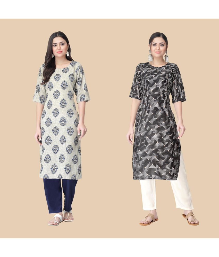     			1 Stop Fashion - Multicolor Crepe Women's Straight Kurti ( Pack of 2 )