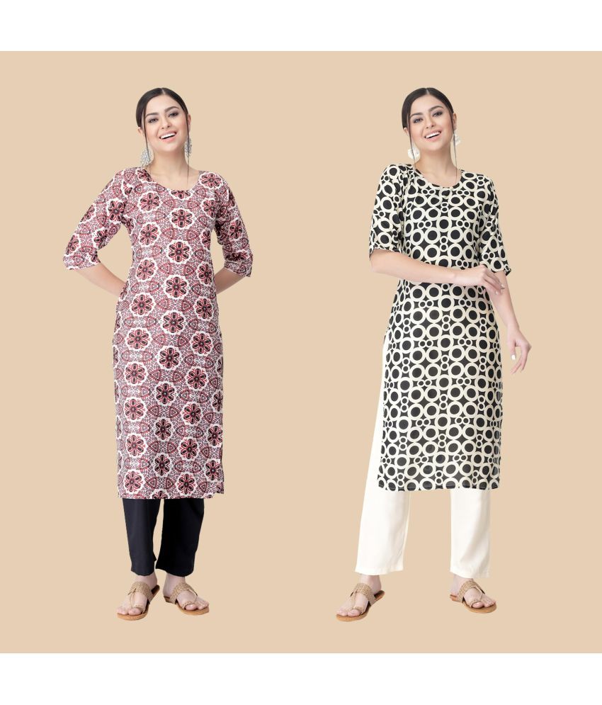     			1 Stop Fashion - Multicolor Crepe Women's Straight Kurti ( Pack of 2 )