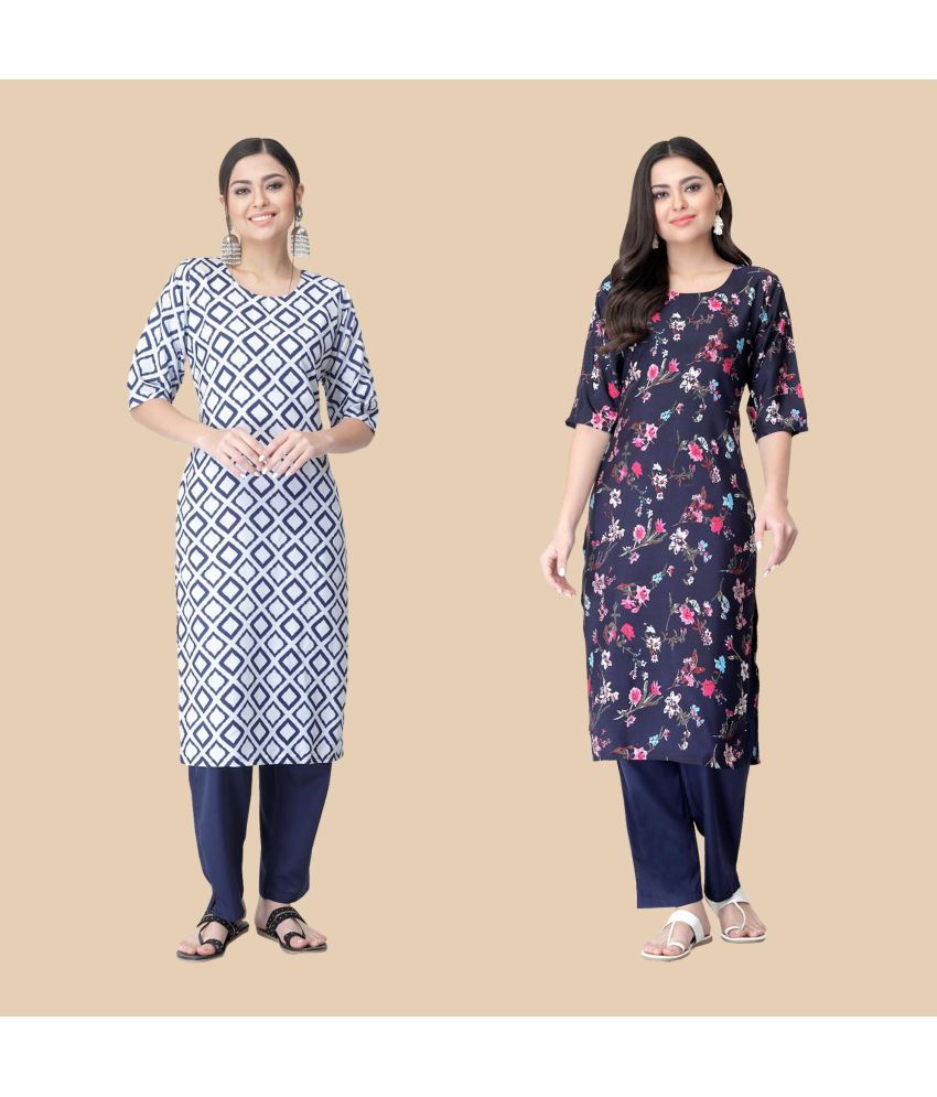     			1 Stop Fashion - Multicolor Crepe Women's Straight Kurti ( Pack of 2 )