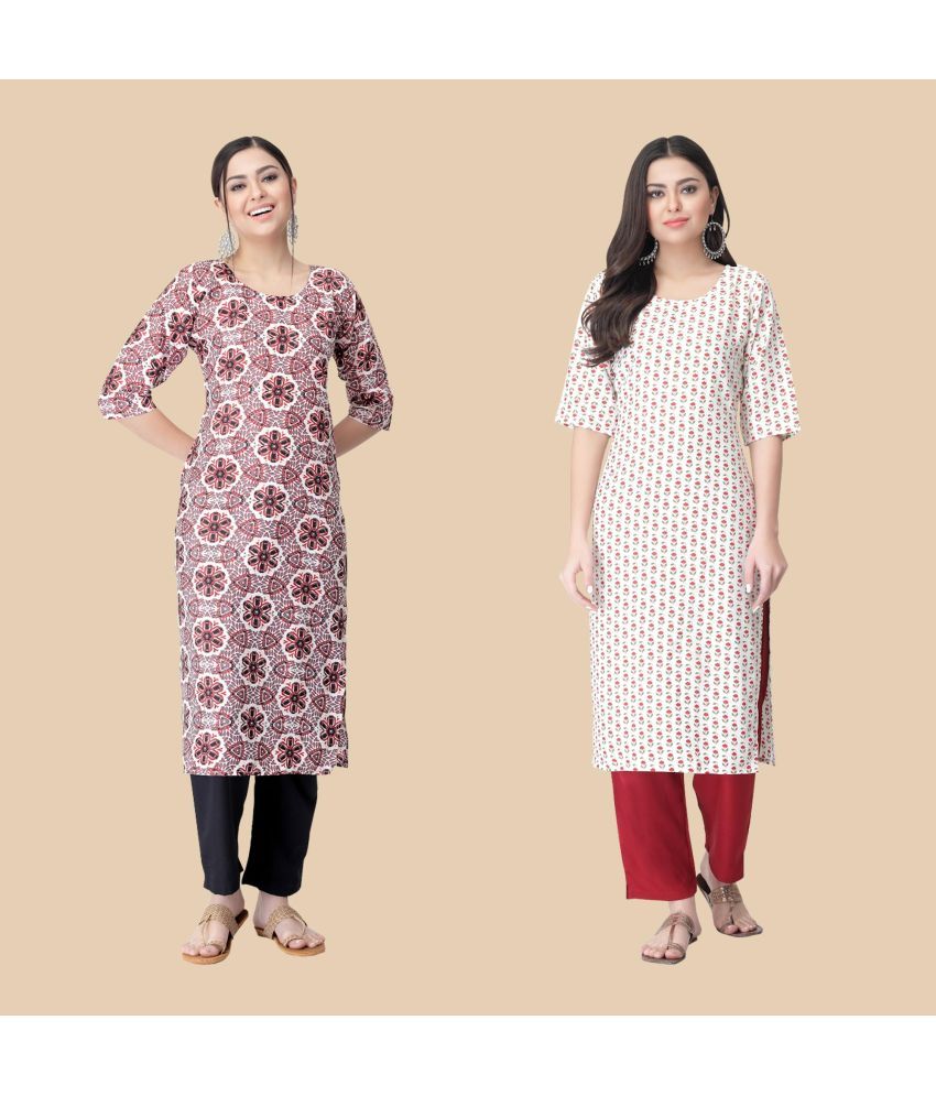     			1 Stop Fashion - Multicolor Crepe Women's Straight Kurti ( Pack of 2 )