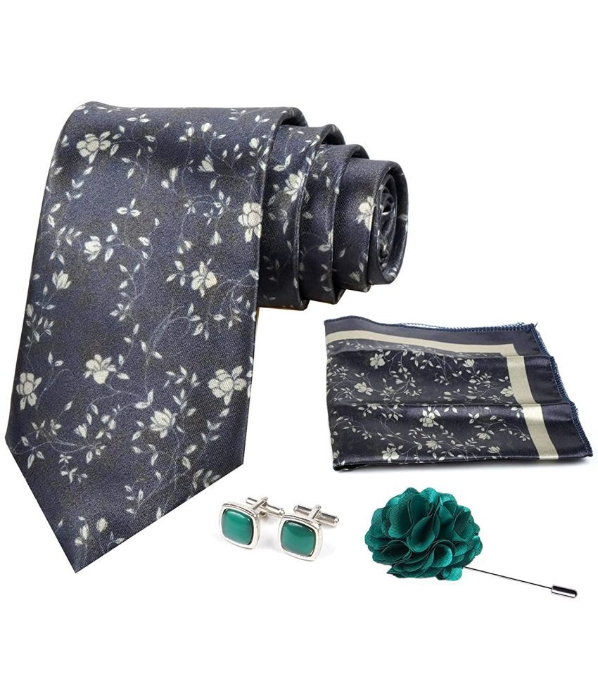     			Axlon Black Floral Silk Necktie