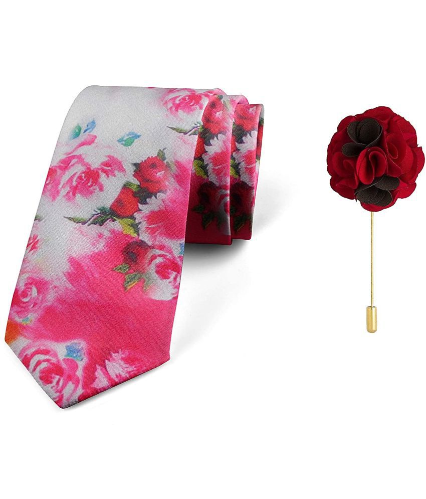     			Axlon Pink Floral Silk Necktie