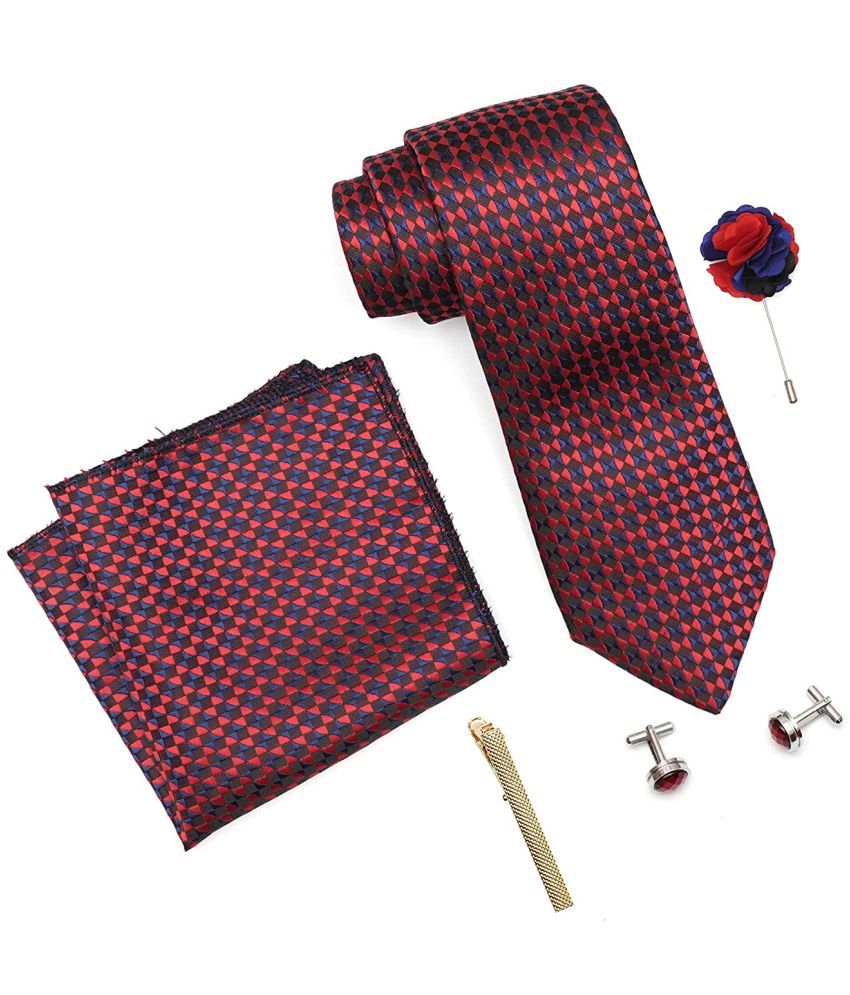     			Axlon Red Plain Silk Necktie