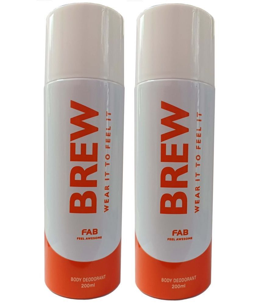     			Brew - 2 FAB  DEODORANT ,200ML  EACH Deodorant Spray for Unisex 400 ml ( Pack of 2 )