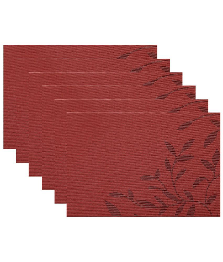     			HOKIPO PVC Nature Rectangle Table Mats 45 cm 30 cm Pack of 6 - Red