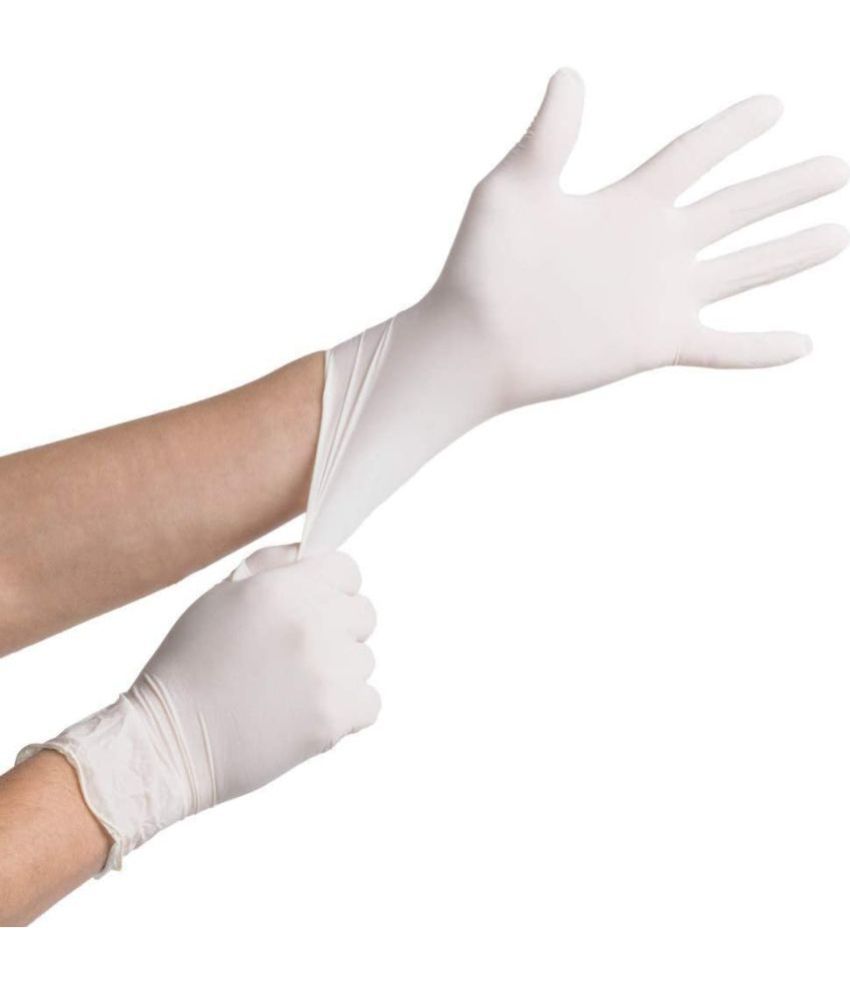    			Latex Examination Hand Gloves, Medical Disposable Gloves Non-Sterile and Non-Powdered, White, Surgical Gloves - Pack of 100