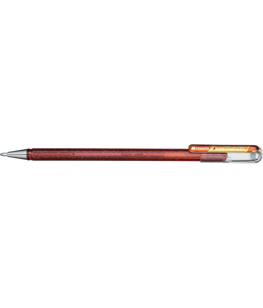     			Pentel Hybrid Dual Metallic Gel Pen (Pack Of 3, Orange+Metallic Yellow)