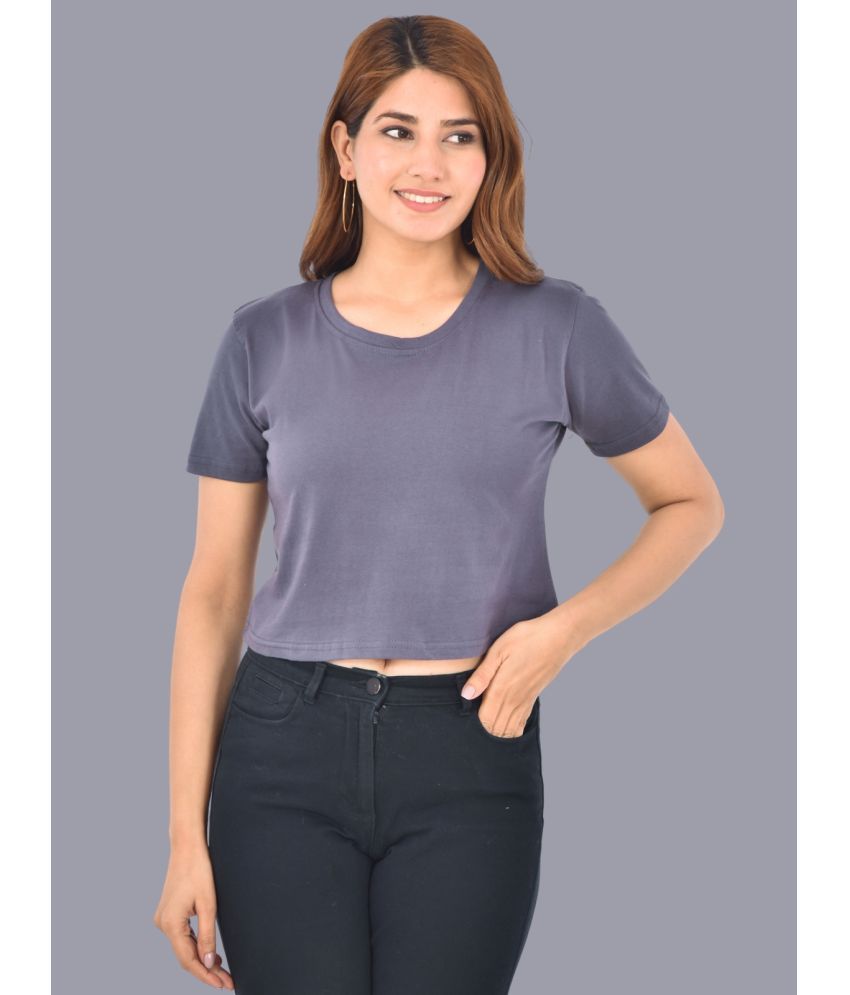     			QuaClo - Dark Grey Cotton Women's Regular Top ( Pack of 1 )