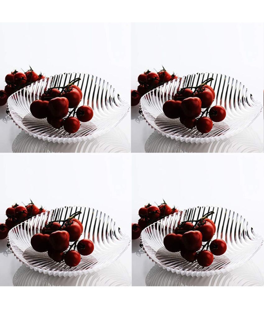     			Somil 4 Pcs Glass Transparent Dessert Plate