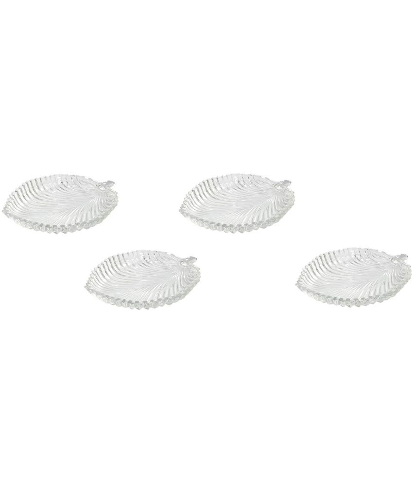     			Somil 4 Pcs Glass Transparent Dessert Plate