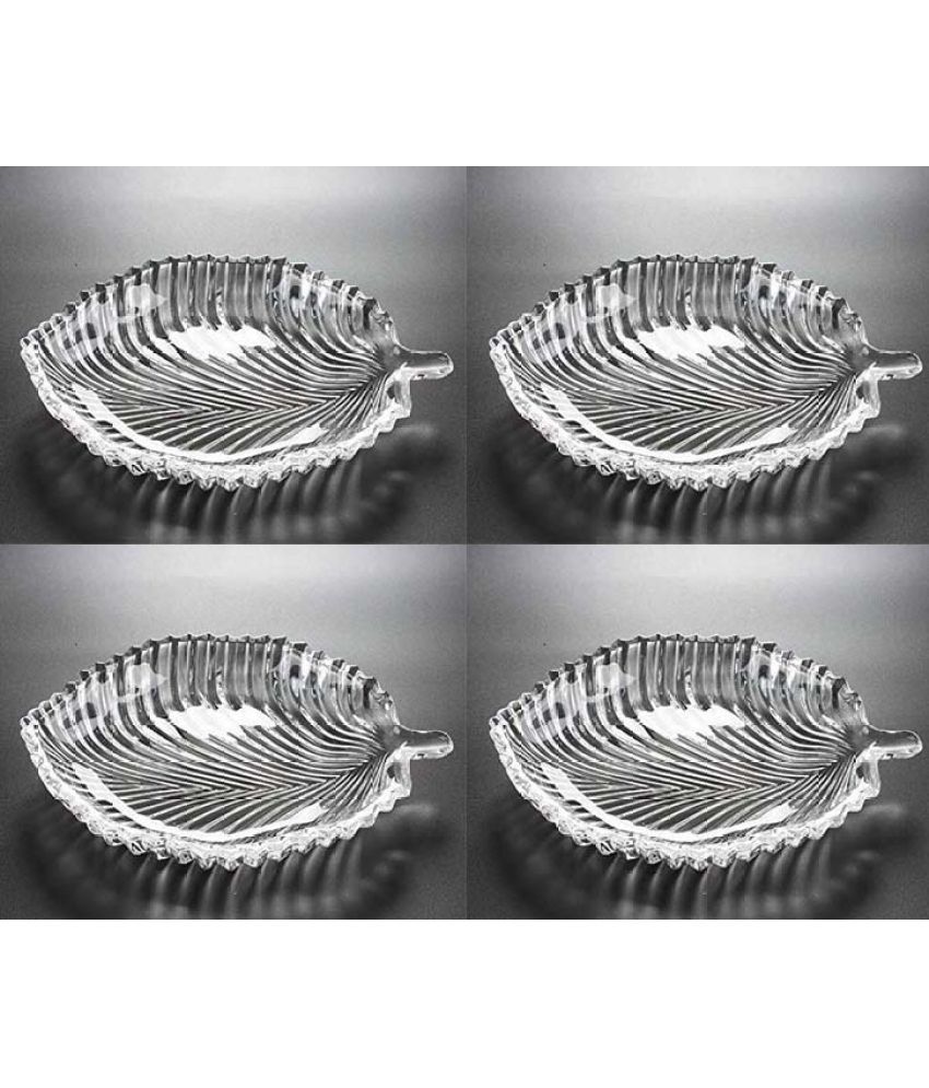     			Somil 4 Pcs Glass Transparent Dessert Plate