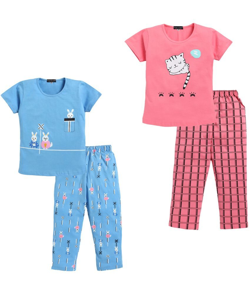     			Todd N Teen Pack of 2 Girls Cotton Top With Pajama ( Multi )