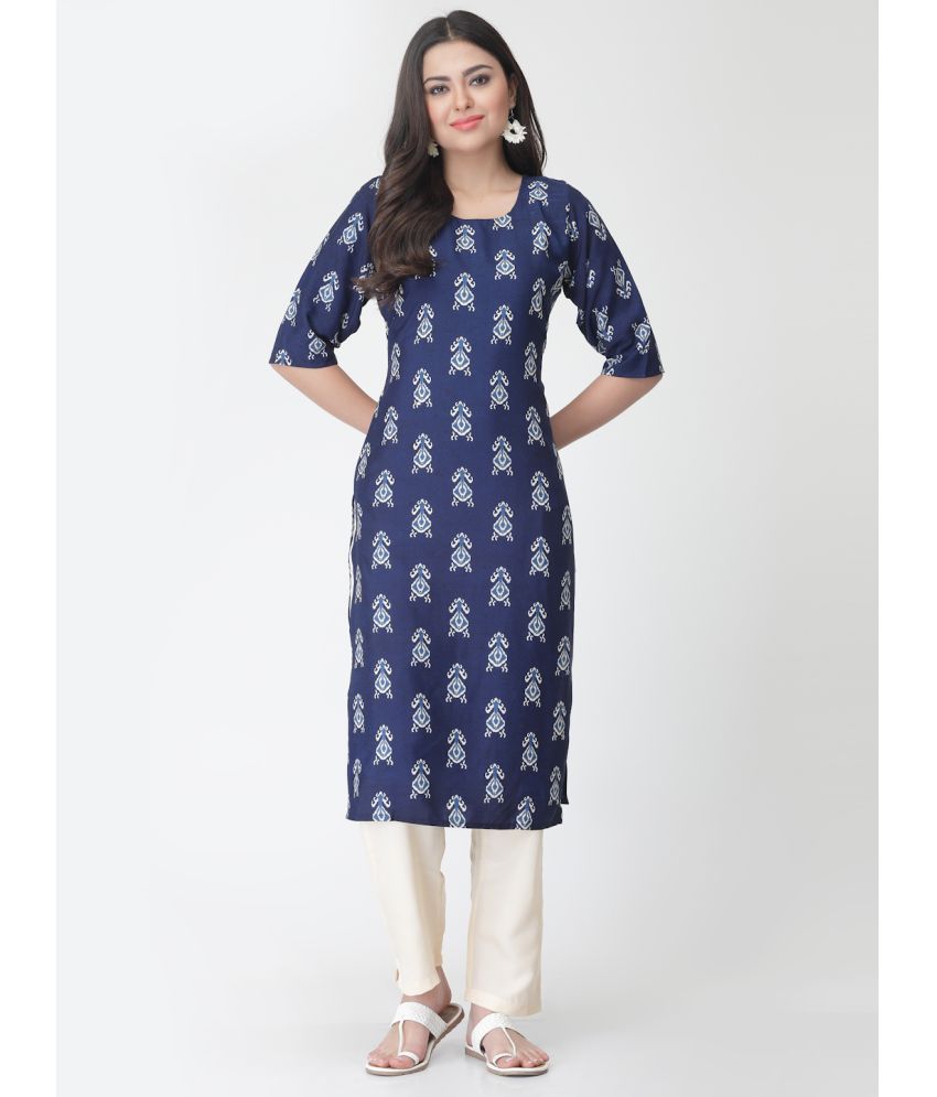     			Etnicbasket - Light Blue Crepe Women's Straight Kurti ( Pack of 1 )