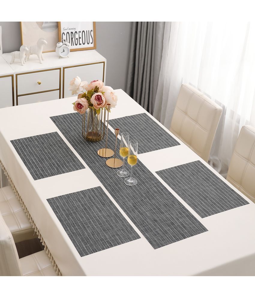     			HOKIPO PVC 4 Seater Table Runner & Mats ( 135 cm x 30 cm ) Set of 5 - Gray