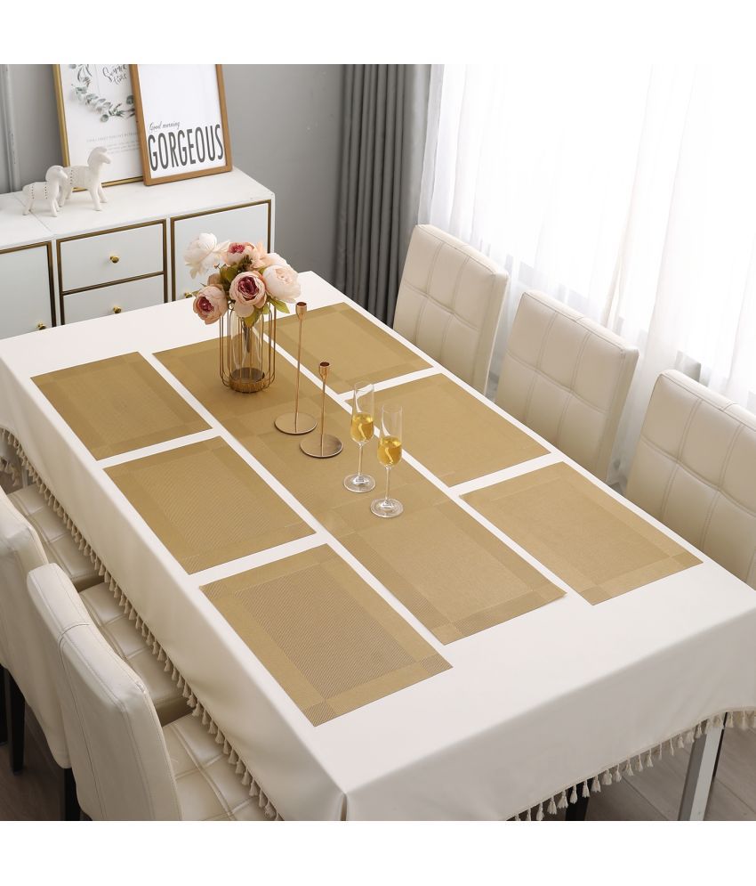     			HOKIPO PVC 6 Seater Table Runner & Mats ( 135 cm x 30 cm ) Set of 7 - Gold