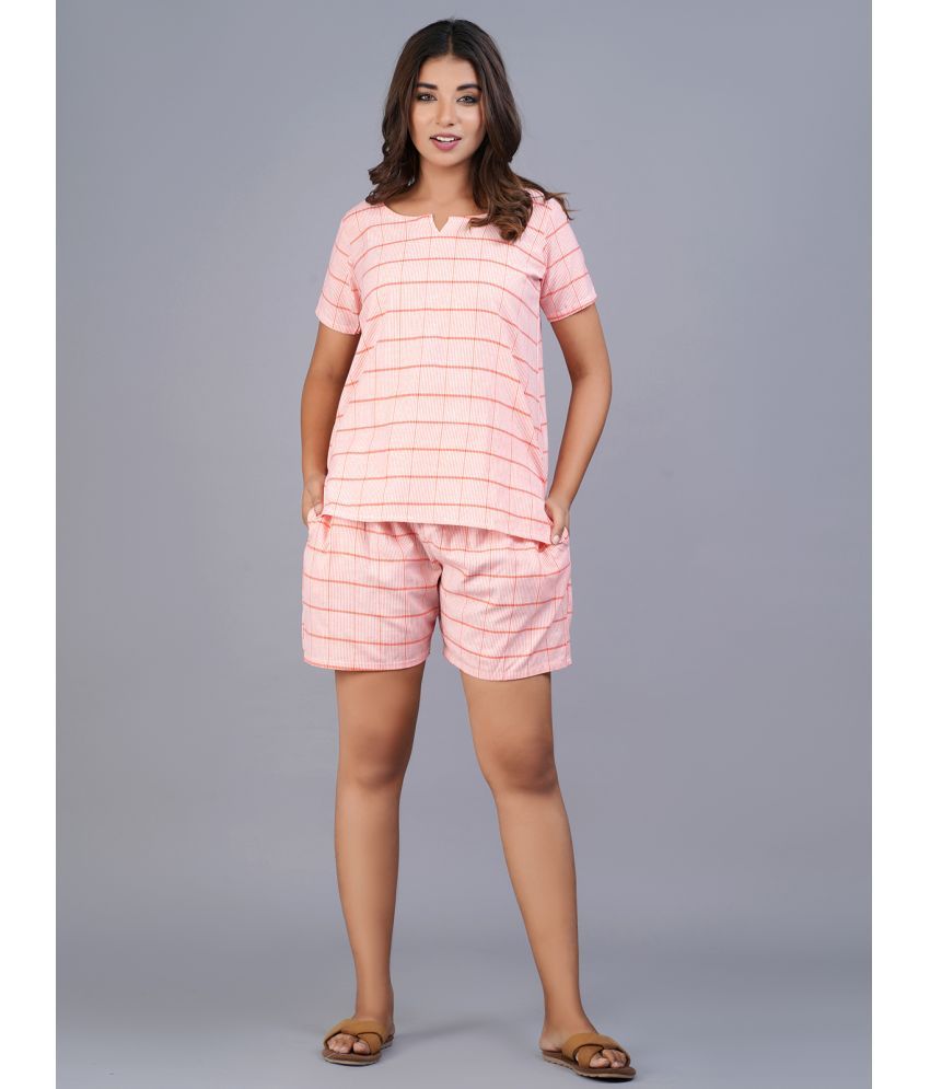     			QuaClo - Peach Cotton Women's Nightwear Nightsuit Sets ( Pack of 1 )