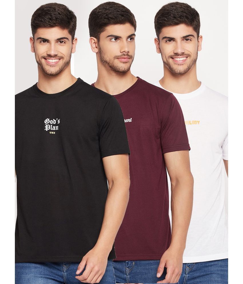     			UBX - Black Cotton Blend Regular Fit Men's T-Shirt ( Pack of 3 )