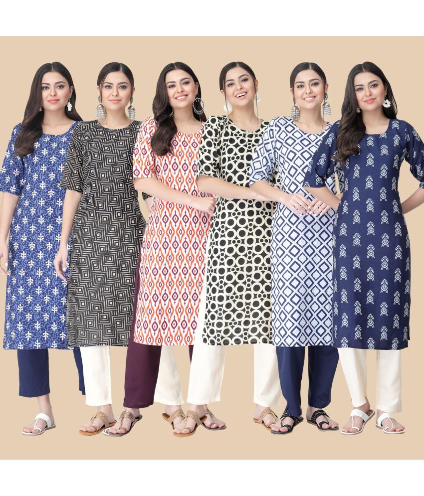     			1 Stop Fashion - Multicolor Crepe Women's Straight Kurti ( Pack of 6 )