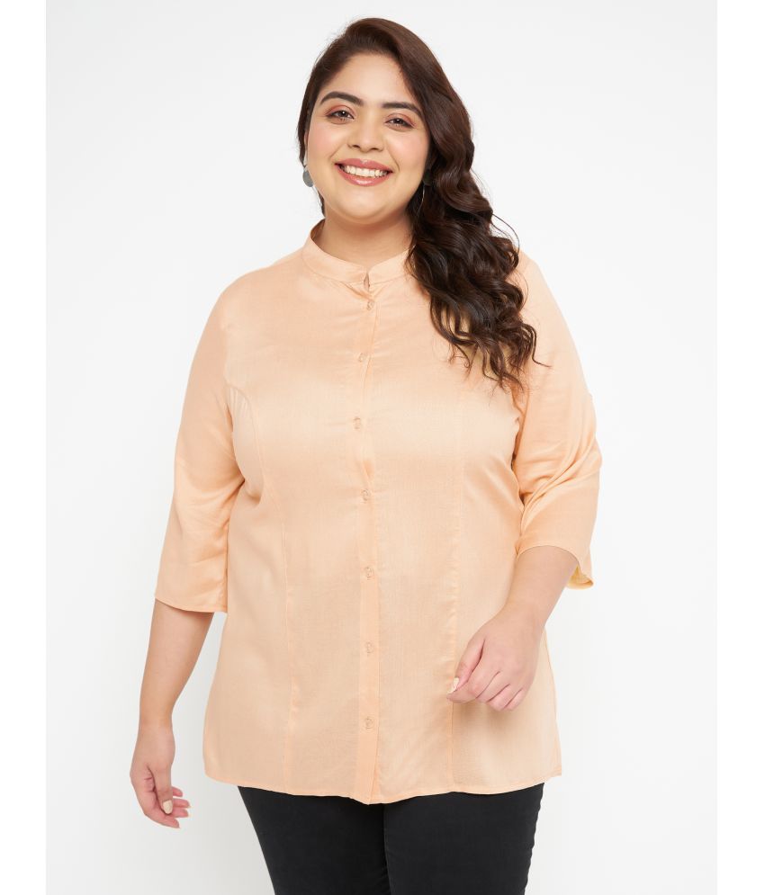     			FLY BUTTON - Peach Rayon Women's Shirt Style Top ( Pack of 1 )