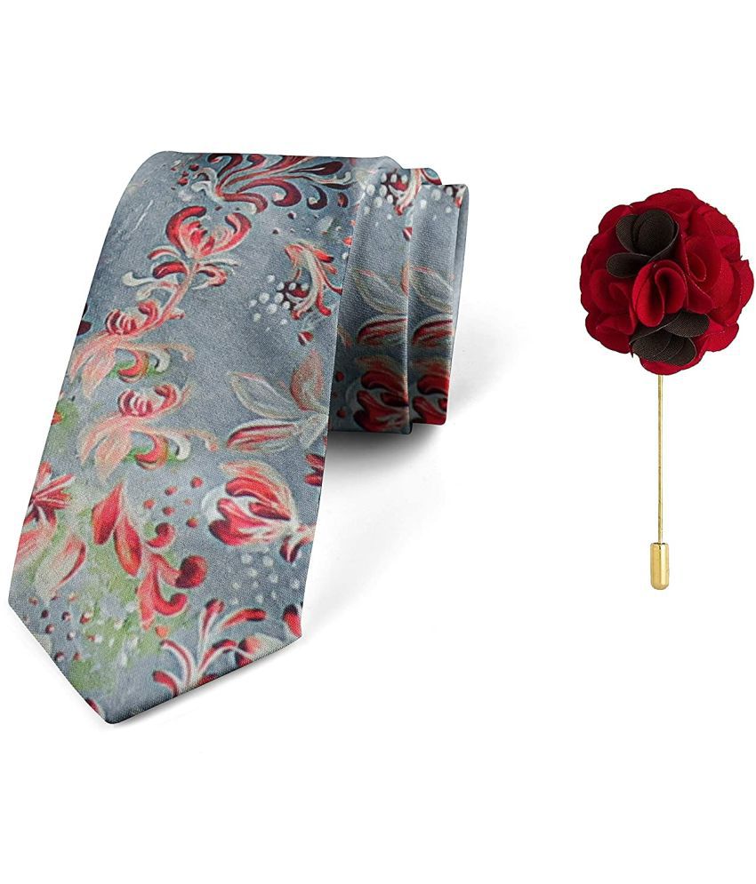     			Axlon Gray Floral Silk Necktie