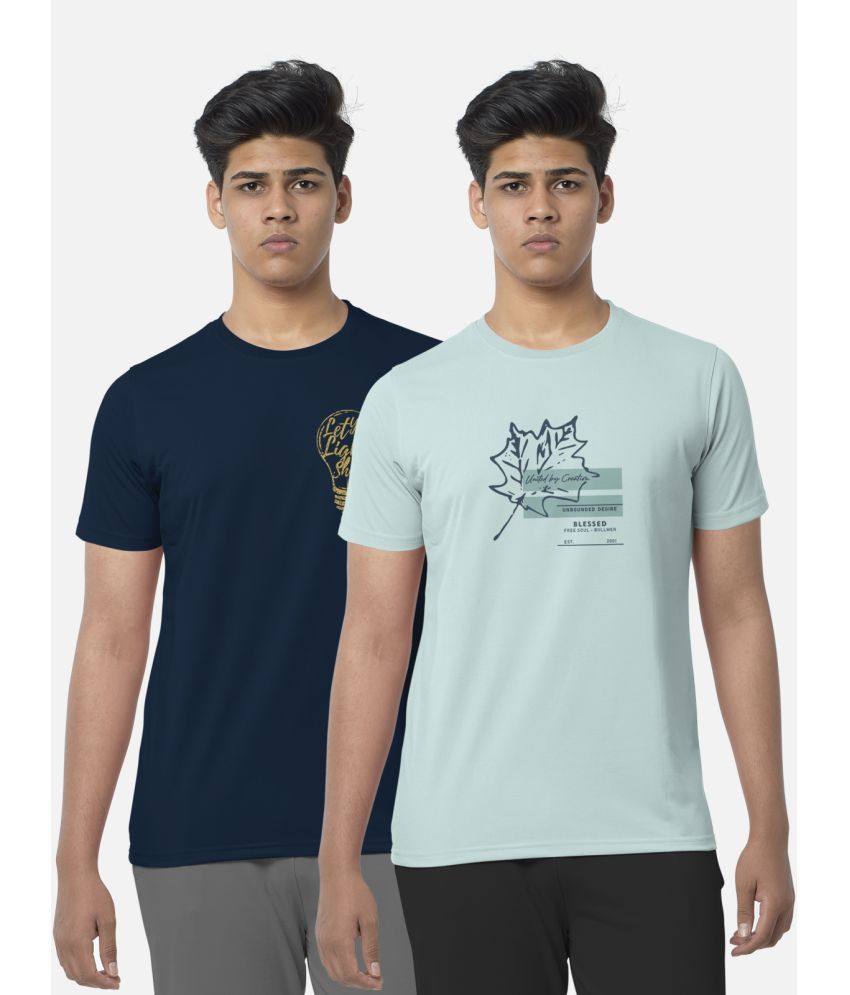     			BULLMER - Blue Cotton Blend Regular Fit Men's T-Shirt ( Pack of 2 )