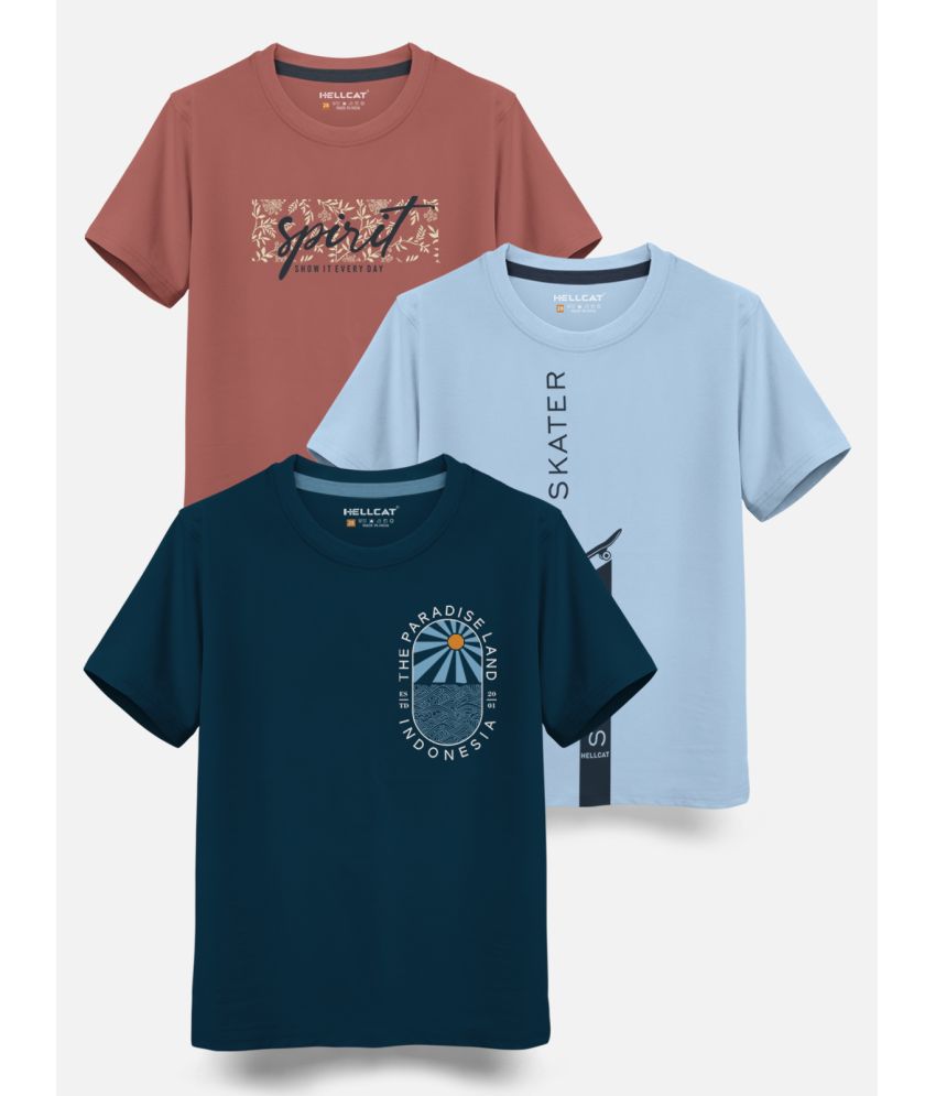     			HELLCAT - Multi Color Cotton Blend Boy's T-Shirt ( Pack of 3 )