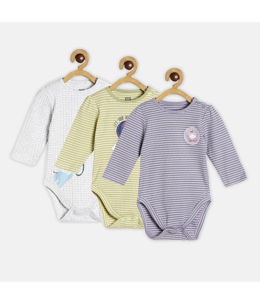     			MINI KLUB - Multicolor Cotton Bodysuit For Baby Girl ( Pack of 3 )