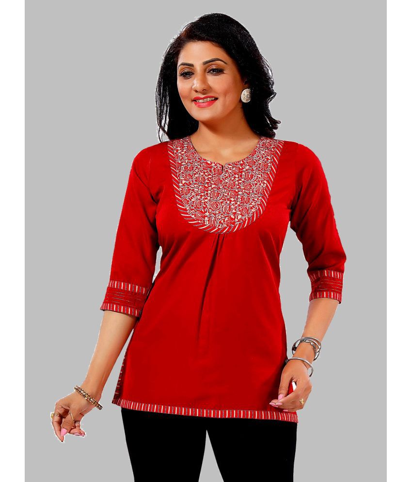     			Meher Impex - Red Rayon Women's Regular Top ( Pack of 1 )