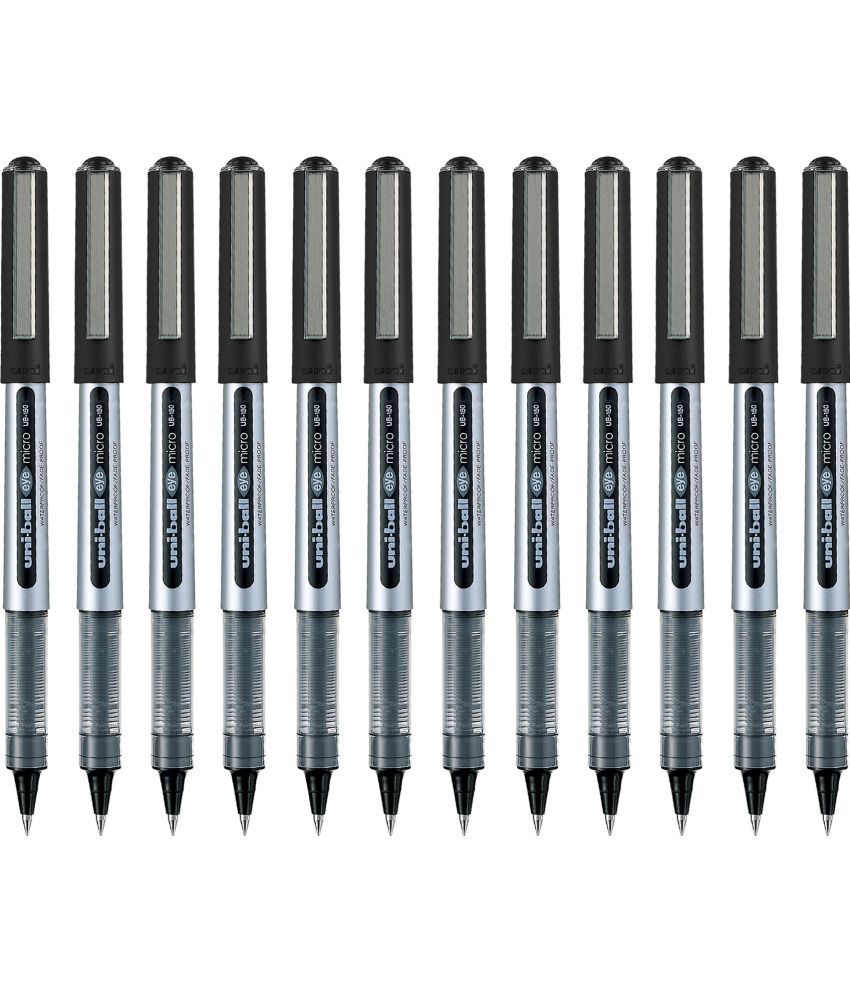     			Uni Ball Eye Ub150 Micro 0.5Mm Black Roller Ball Pen (Pack Of 12, Black)