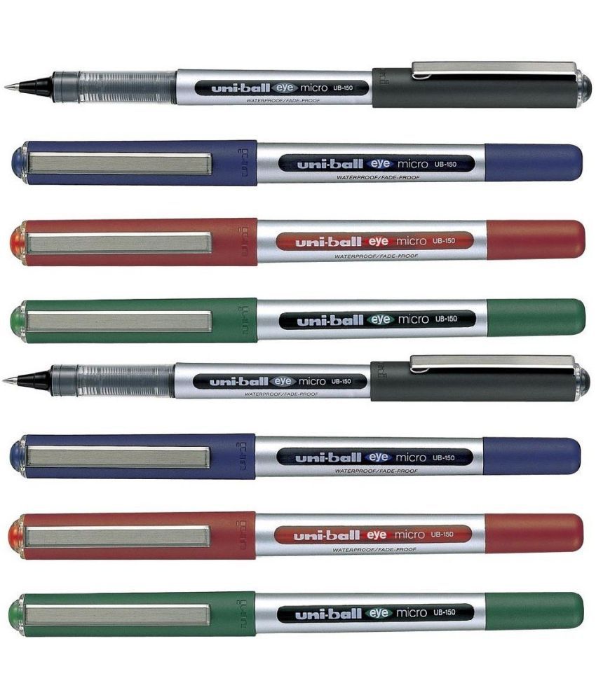     			Uni Ball Ub-150 Roller Ball Pen (Pack Of 8, Blue, Black, Red, Green)