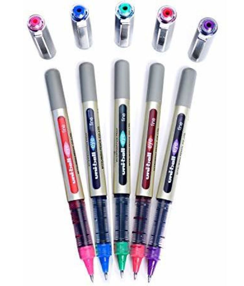     			Uni Ball Eye Ub 157 Multicolor Ink Wallet Pack Roller Ball Pen (Pack Of 5, Multicolor)